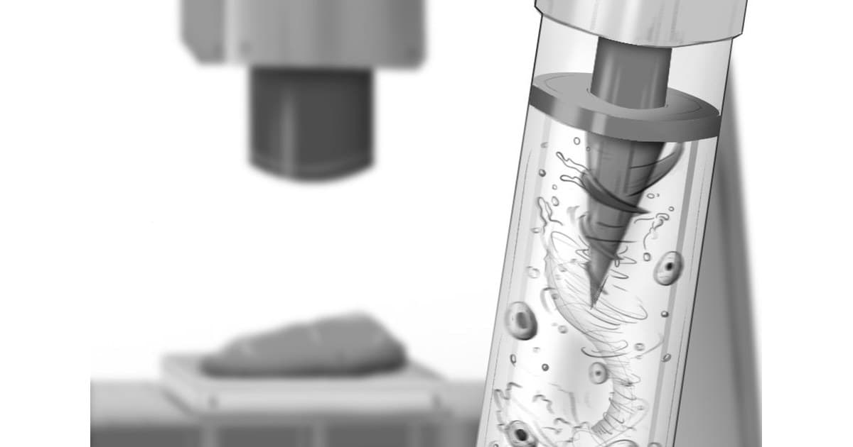 Ilustração do misturador magnético MagMix para bioimpressão. Imagem: pesquisadores, via MIT News.
