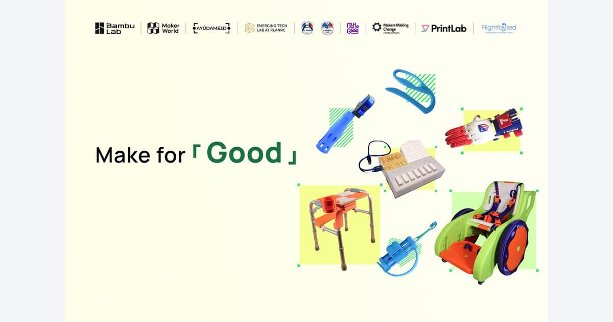 Imagem oficial do desafio Make for Good de acessibilidade do MakerWorld.. Crédito: MakerWorld / Bambu Lab, imagem oficial do anúncio
